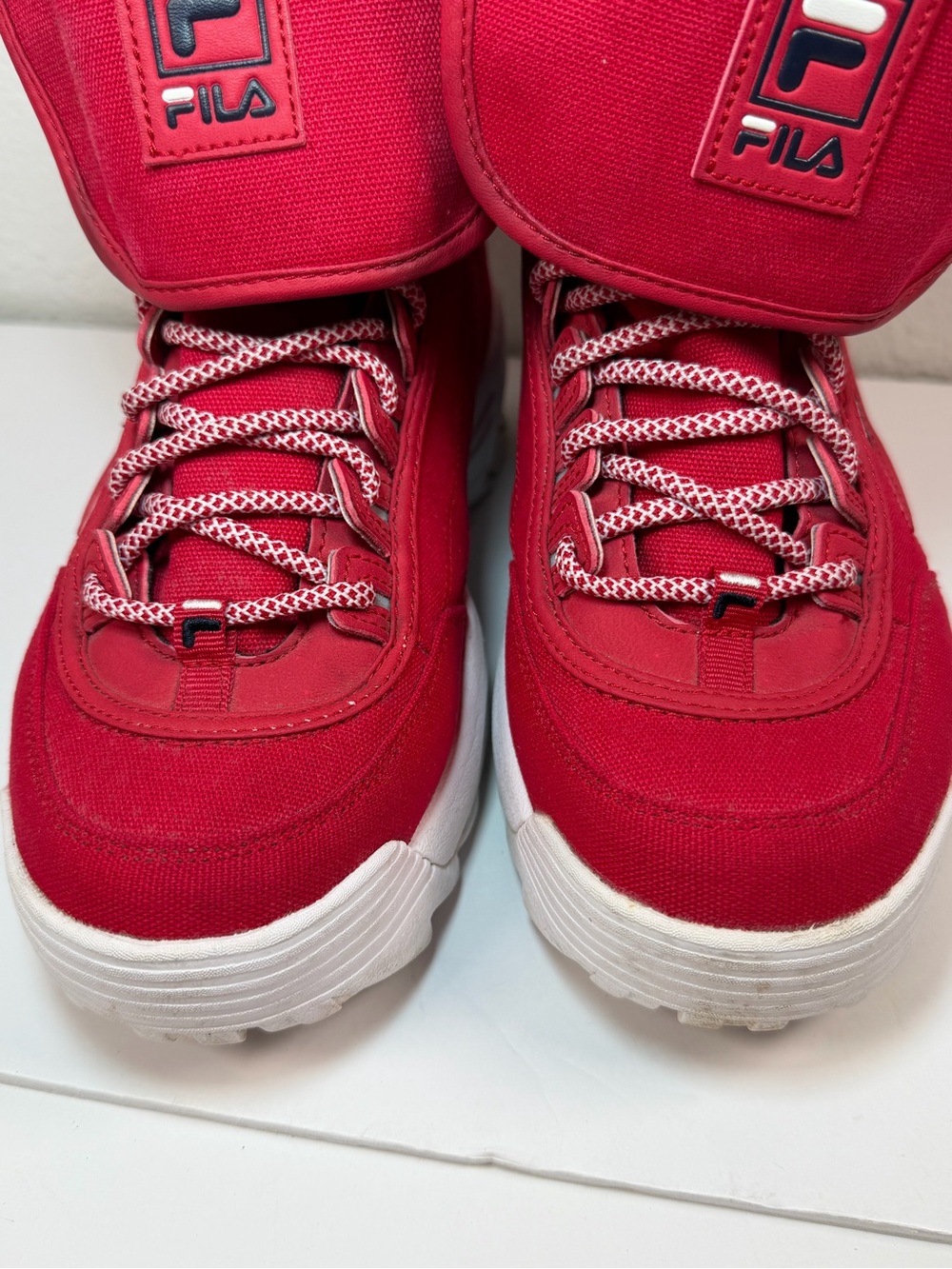 FILA Disruptor High Top Sneakers Women 9.5 Red Platform Chunky Boots - Picture 4 of 9